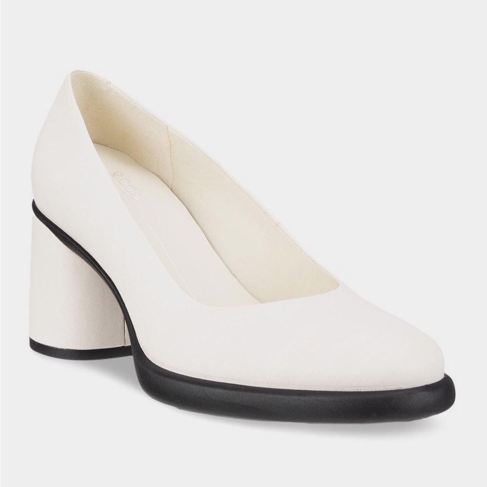 Ecco Sculpted Luxury 55 MM Cream Leather Block Heel Pumps size 39EU/8-8.5 US